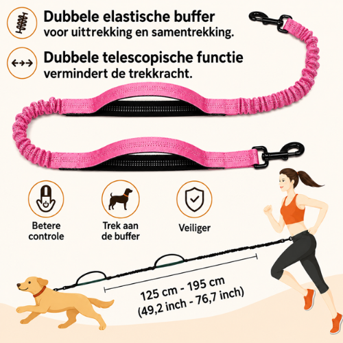 StrideFree — Handsfree hondenriem met heuptas